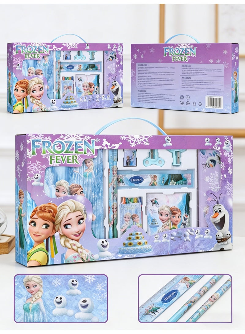 Disney 16-piece student stationery set, school supplies gift box set, suitable for primary school students, including pencils, erasers, pencil sharpeners-pencil cases-colored crayons-notebooks, etc. Birthday gift for back-to-school season - Image 1